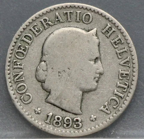 5 Rappen 1893 Zwitserland Cupronikkel
