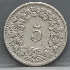 5 Rappen 1895 Zwitserland Cupronikkel achterzijde