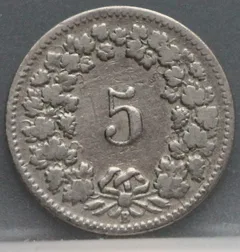 5 Rappen 1897 Zwitserland Cupronikkel achterzijde