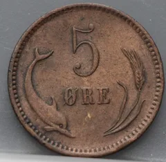 5 Øre 1874 Denemarken achterzijde