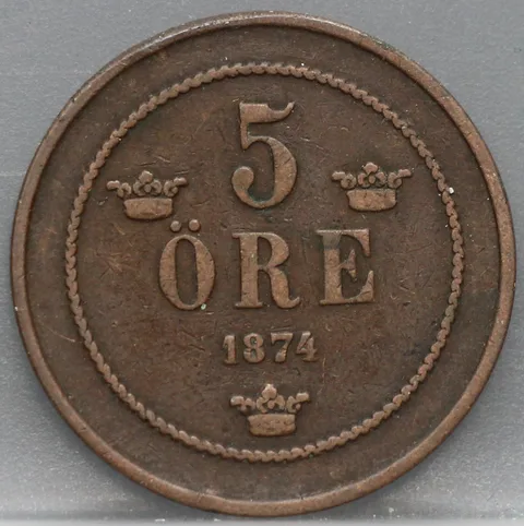 5 Öre 1874 Zweden — Brons