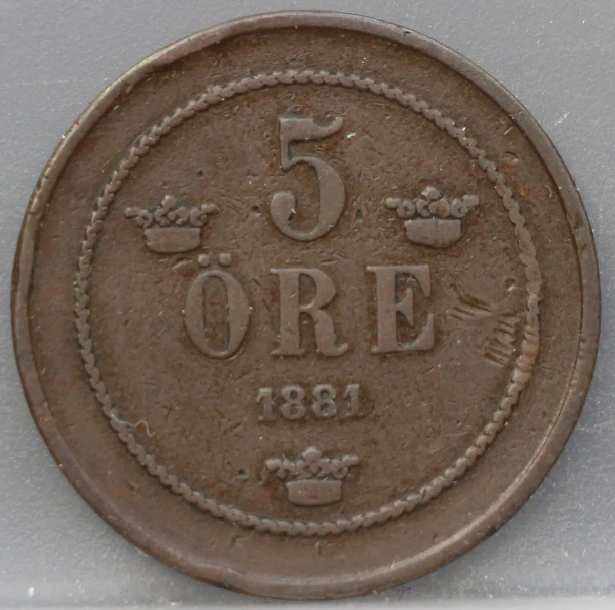5 Öre 1881 Zweden — Brons voorzijde