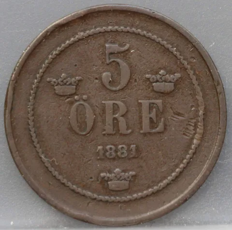 5 Öre 1881 Zweden — Brons