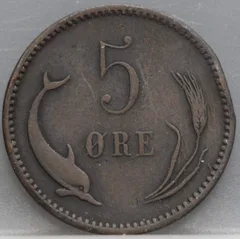 5 Øre 1882 Denemarken — Brons achterzijde