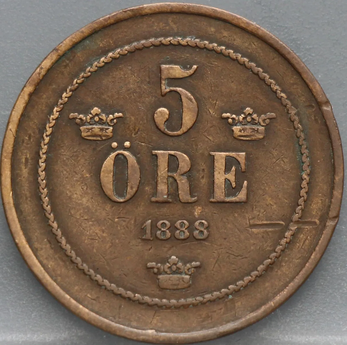5 Öre 1888 Zweden — Brons voorzijde