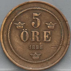 5 Öre 1888 Zweden — Brons voorzijde