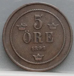 5 Öre 1898 Zweden — Brons voorzijde