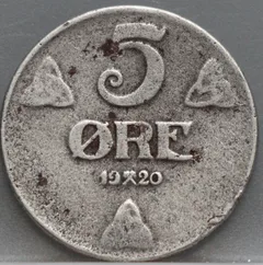 5 Øre 1920 Noorwegen — IJzer voorzijde