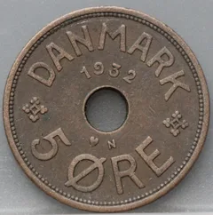 5 Øre 1932 Denemarken voorzijde