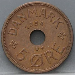 5 Øre 1934 Denemarken voorzijde