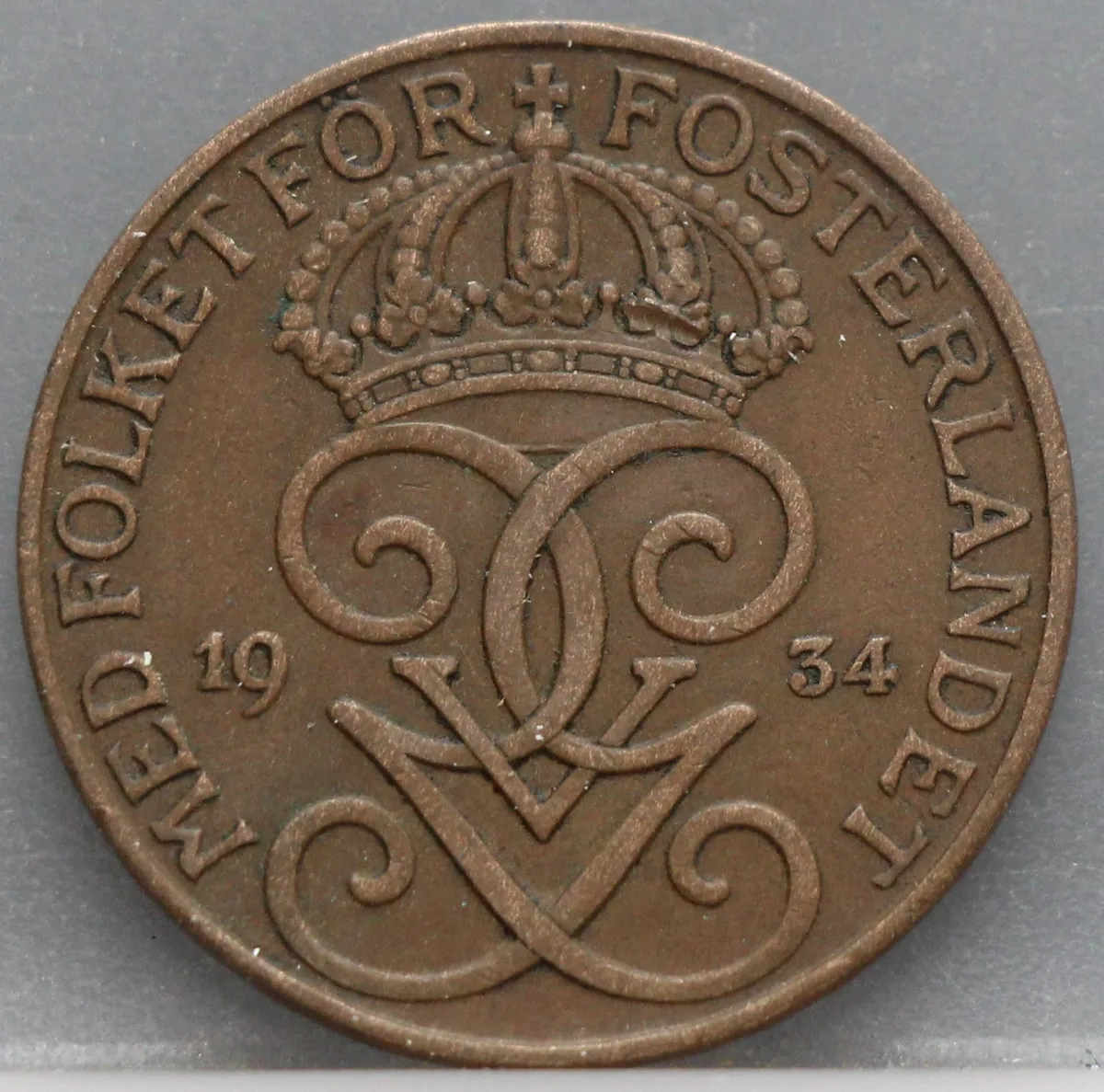5 Öre 1934 Zweden — Brons voorzijde