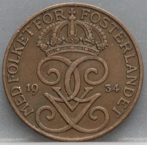5 Öre 1934 Zweden — Brons
