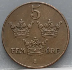 5 Öre 1941 Zweden — Brons achterzijde