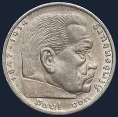 5 Reichsmark 1935 A Duitse Rijk Zilver Hindenburg