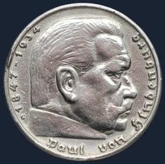 5 Reichsmark 1935 G Hindenburg Zilver