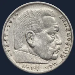 5 Reichsmark 1936 A Duitse Rijk Zilver Hindenburg