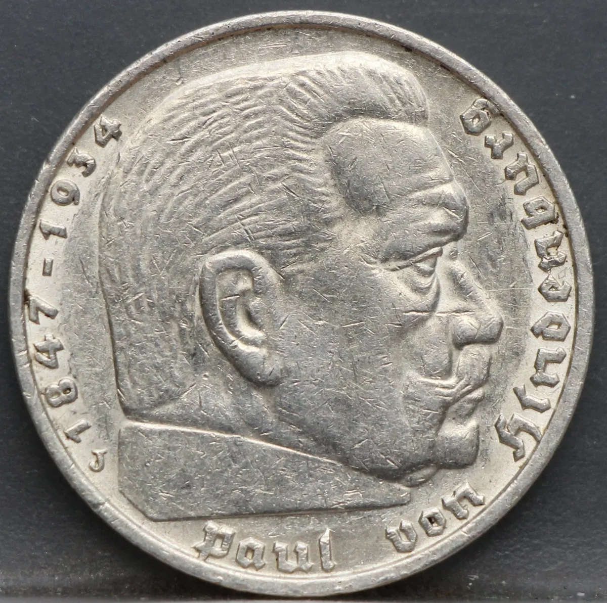 5 Reichsmark 1936 Duits Rijk Zilver — Paul von Hindenburg voorzijde, Zilver (Ag)