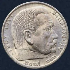 5 Reichsmark 1938 A Duitse Rijk Zilver Hindenburg