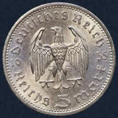 5 Reichsmark 1938 A Duitse Rijk Zilver Hindenburg
