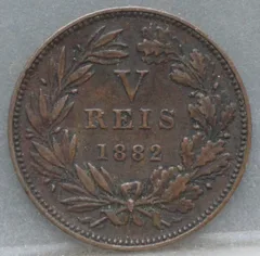 5 Reis 1882 Portugal — Brons achterzijde