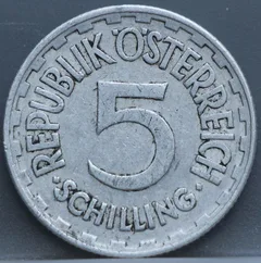 5 Schilling 1952 Oostenrijk — Aluminium achterzijde