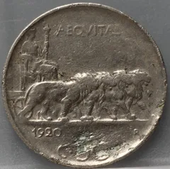 50 Centesimi 1920 Italië Koper-Nikkel achterzijde, Cupronikkel