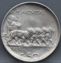 50 Centesimi 1925 Italië — Cupro-nikkel achterzijde