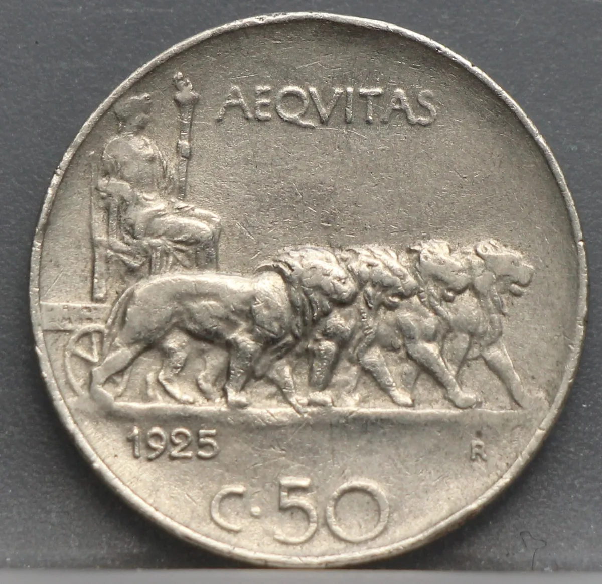 50 Centesimi 1925 Italië Kopernikkel voorzijde