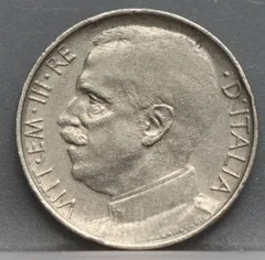 50 Centesimi 1925 Italië Kopernikkel achterzijde