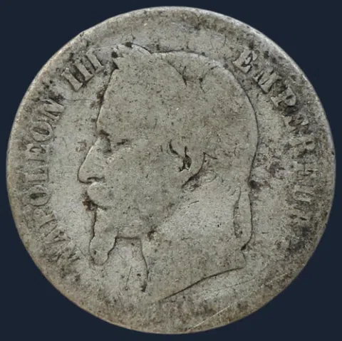50 Centimes 1865 A Frankrijk Zilver