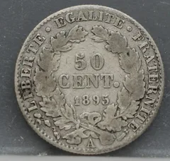 50 Centimes 1895 Frankrijk Zilver achterzijde