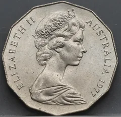 50 Cents 1977 Australië — Cupronikkel achterzijde