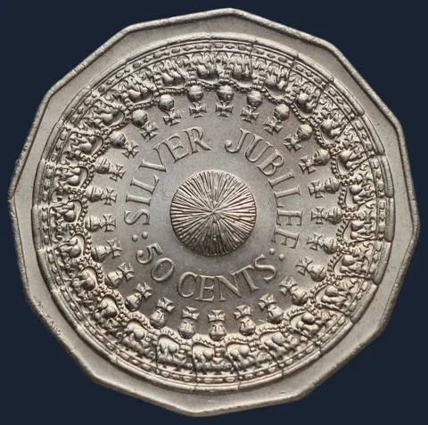 50 Cents 1977 Australië — Silver Jubilee Cupronikkel