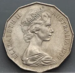 50 Cents 1980 Australië — Cupronikkel achterzijde