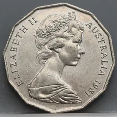 50 Cents 1981 Australië — Huwelijk Prins Charles & Lady Diana achterzijde, Cupronikkel