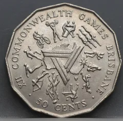 50 Cents 1982 Australië — XII Commonwealth Games Brisbane voorzijde, Cupronikkel