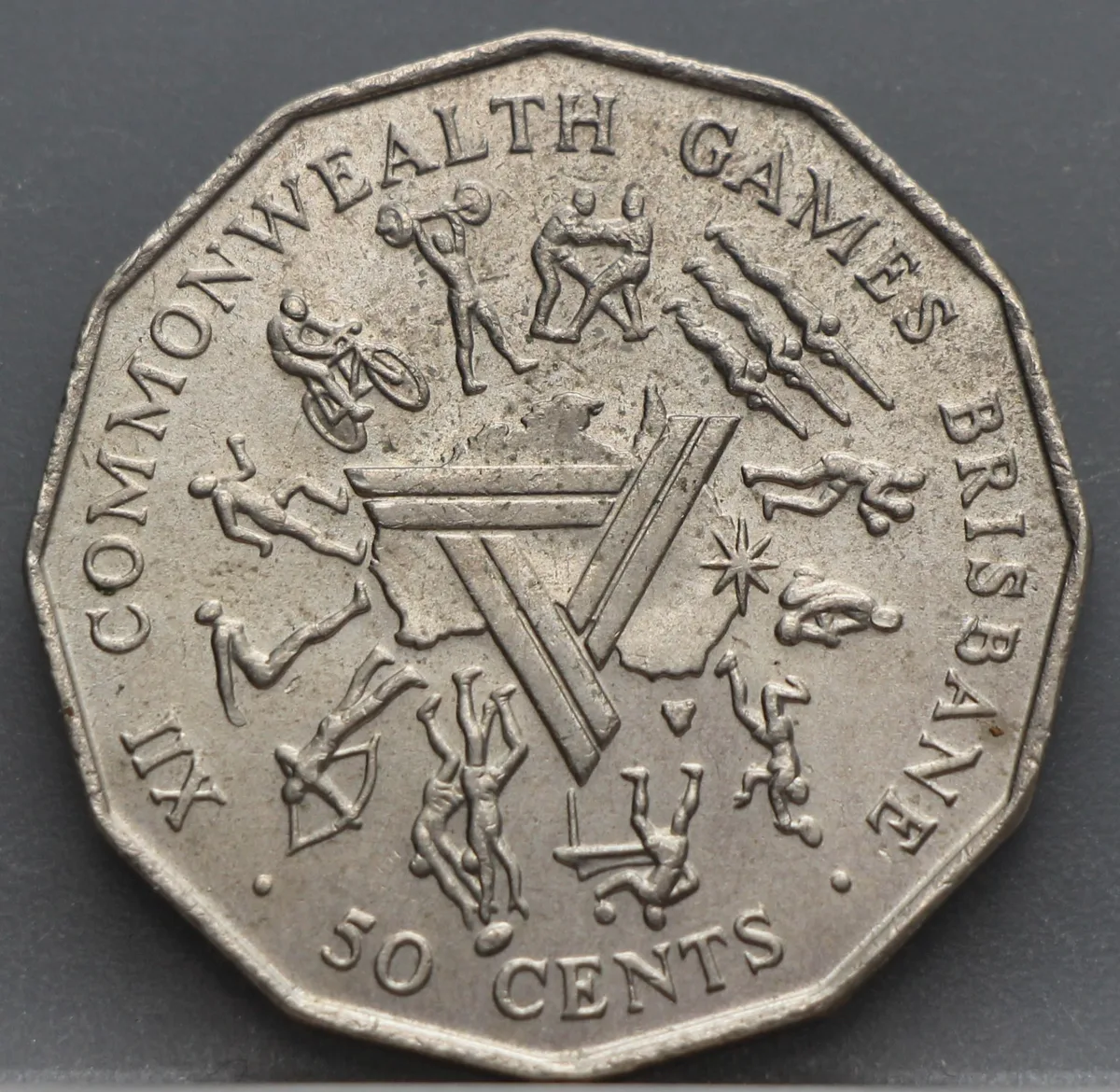 50 Cents 1982 Australië — XII Commonwealth Games Brisbane voorzijde, Cupronikkel