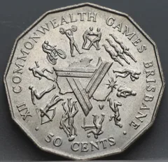 50 Cents 1982 Australië — XII Commonwealth Games Brisbane voorzijde, Cupronikkel
