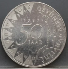 50 Gulden 1987 Juliana en Bernhard — Zilver voorzijde, Nederland, Zilver (Ag)