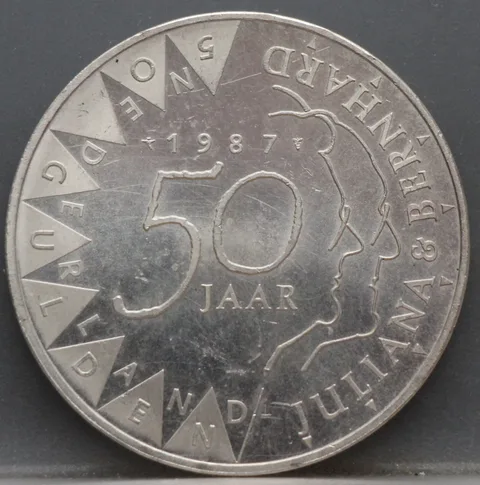 50 Gulden 1987 Juliana en Bernhard — Zilver