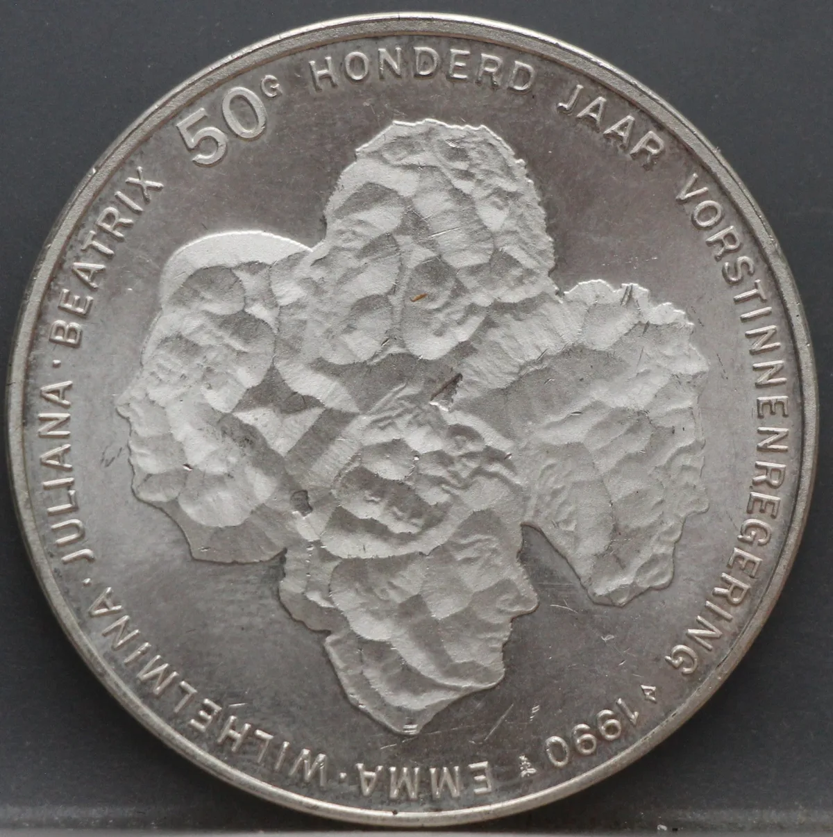 50 Gulden 1990 Vier Vorstinnen — Zilver voorzijde, Zilver (Ag)