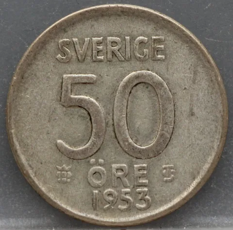 50 Öre 1953 Zweden — Zilver