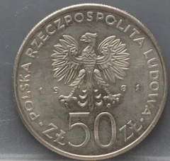 50 Zlotych 1981 Polen — Cupronikkel FAO World Food Day achterzijde
