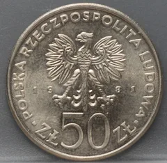 50 Zlotych 1981 Polen — Cupronikkel FAO World Food Day achterzijde