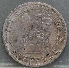 6 Pence 1927 Verenigd Koninkrijk — Zilver achterzijde, Zilver .500