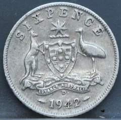 6 Pence 1942 (D) Australië — Zilver .500 achterzijde