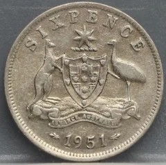 6 Pence 1951 Australië — Zilver .500 achterzijde