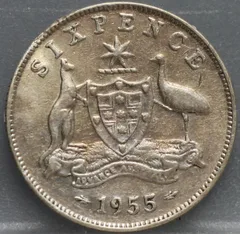 6 Pence 1955 Australië — Zilver .500 achterzijde