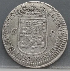 6 Stuiver 1678 Scheepjesschelling — West-Friesland, Enkhuizen achterzijde