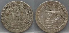 6 Stuiver 1766 Zeeland — Scheepjesschelling detail 2, zilver